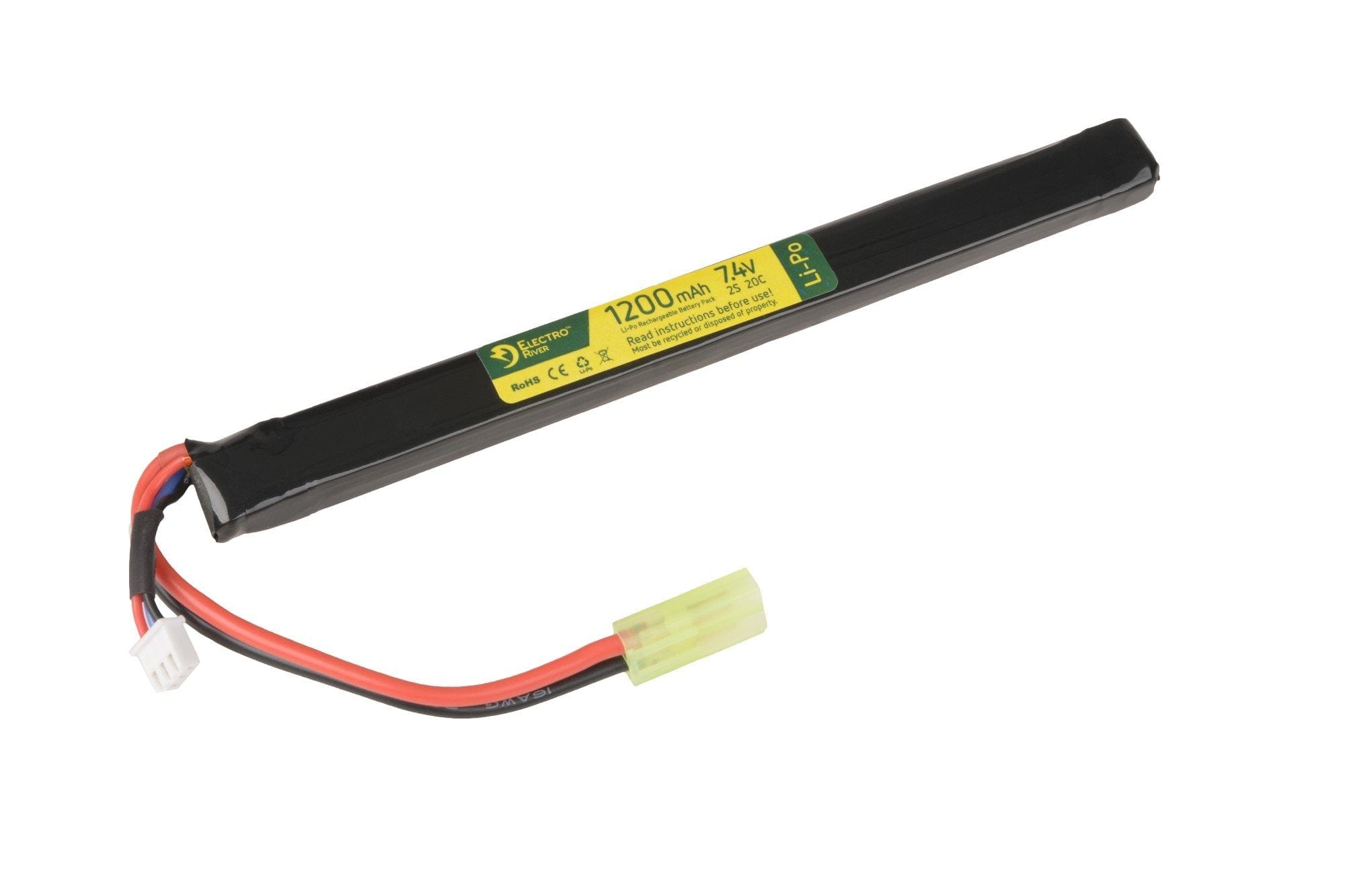 LiPo 7.4 V 1200mAh 20/40C Battery - Under AK Dust Cover by Electro River on Airsoft Mania Europe