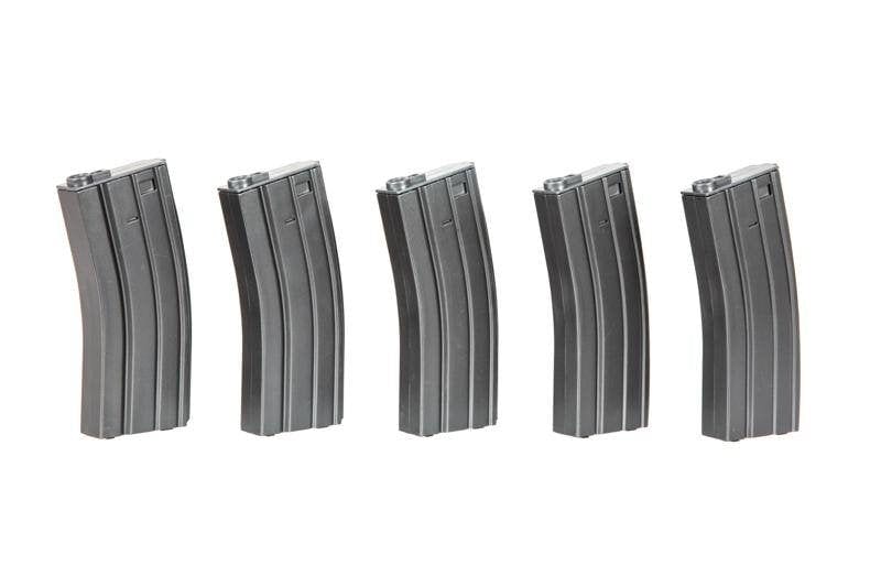 Set of 5 Mid-Cap 140 BB Magazines for M4 / M16 - Gray by Specna Arms on Airsoft Mania Europe