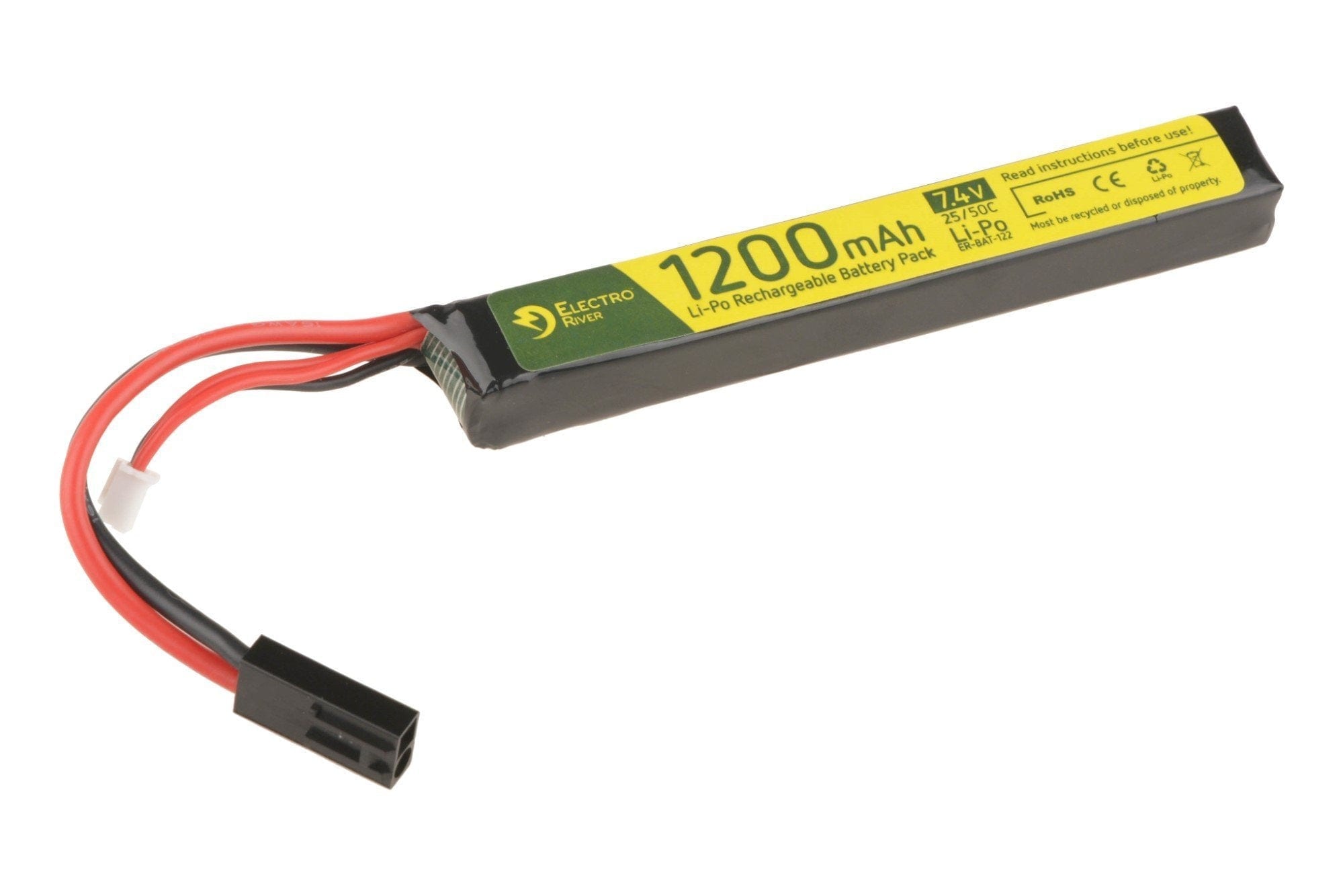 LiPo 7.4V 1200 mAh 25/50C Battery by Electro River on Airsoft Mania Europe
