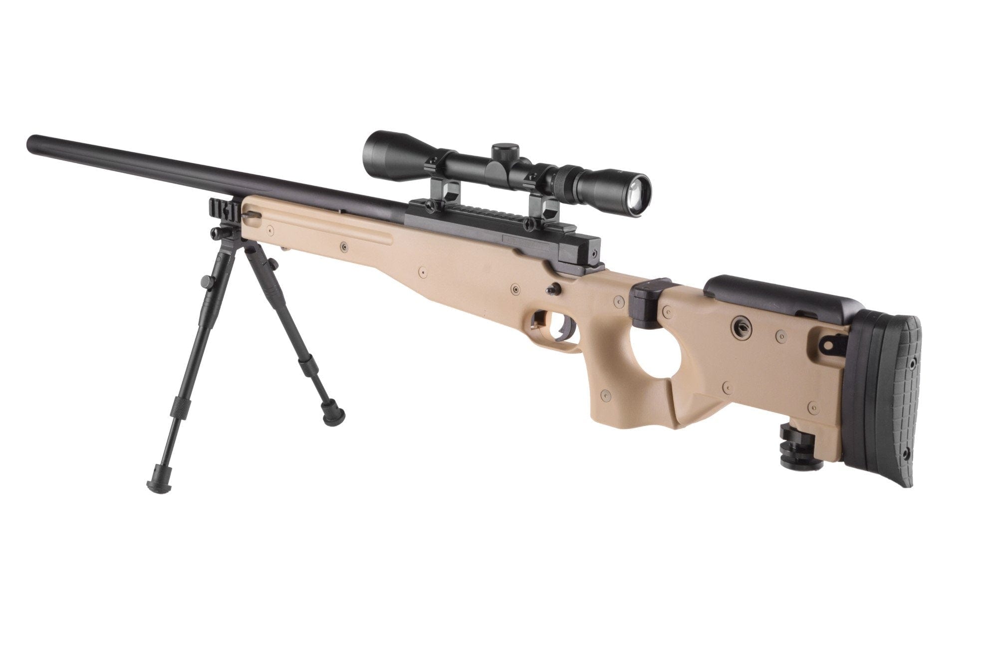 MB08A sniper rifle replica - with scope and bipod - tan by WELL on Airsoft Mania Europe