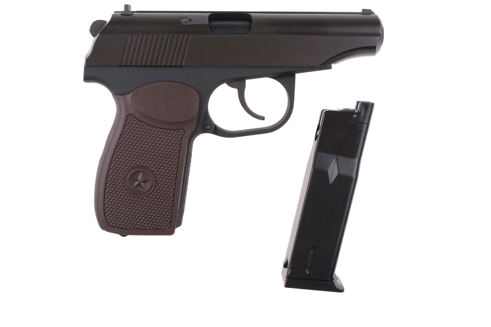 Suppressed MK Pistol Replica - Black/Brown Grip by WE on Airsoft Mania Europe