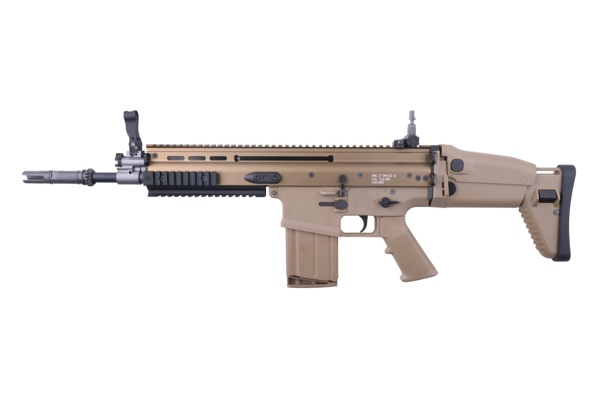 WE MK17 MOD 0 Open Bolt Assault Rifle Replica - Tan by WE on Airsoft Mania Europe