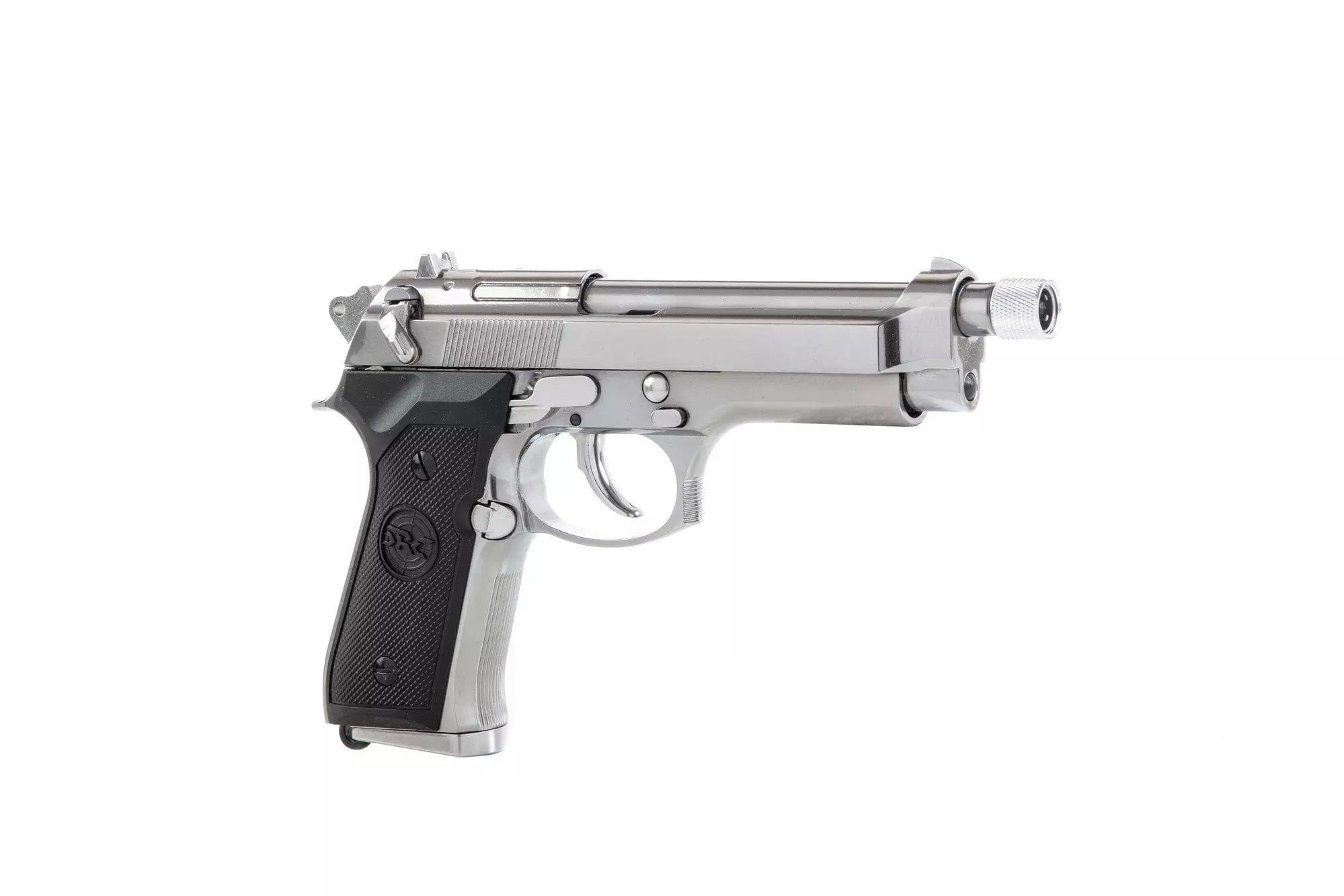 SR92 pistol replica with silencer - silver