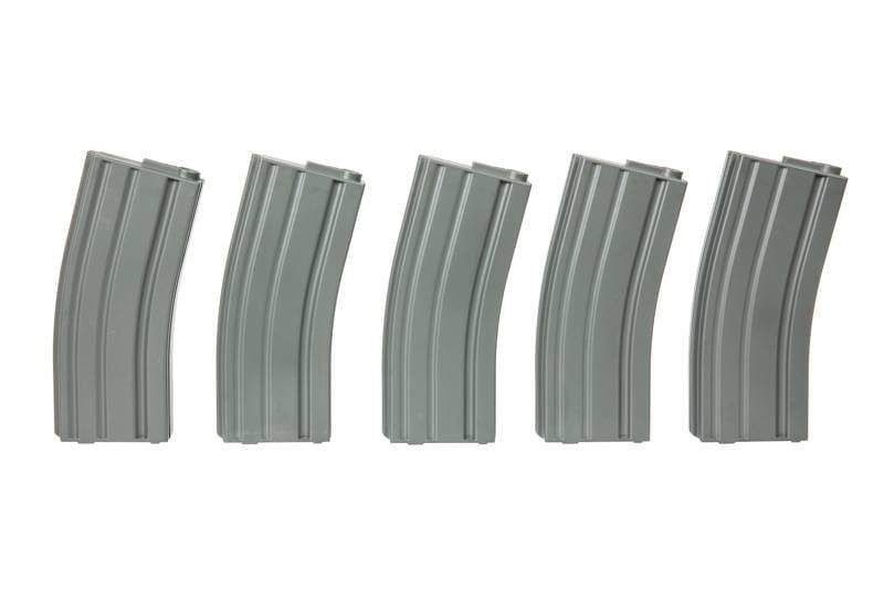 Set of 5 Mid-Cap 120 BB Magazines for M4/M16 - grey