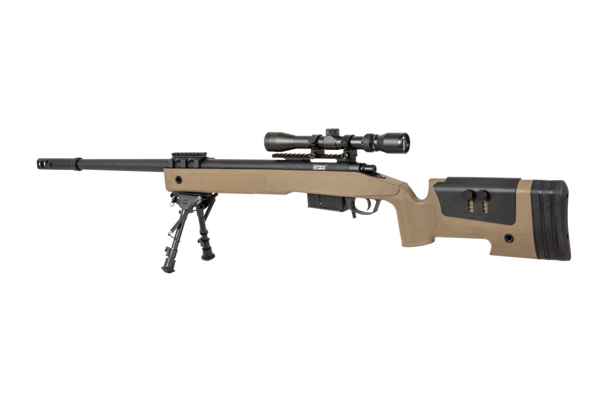 SA-CORE ™ S03 replica sniper rifle with scope and bipod - tan by Specna Arms on Airsoft Mania Europe