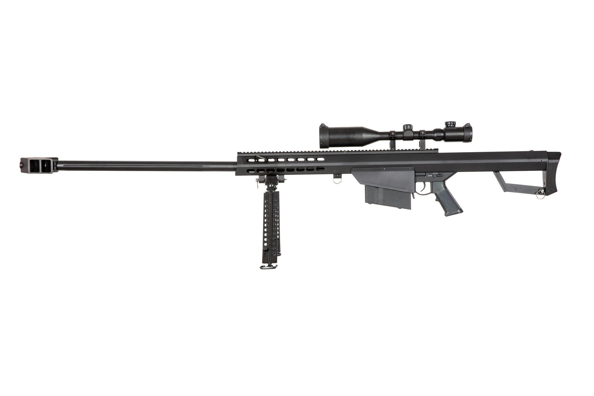 Barrett M82A1 SW-024A Spring Sniper Rifle (mit Zielfernrohr + Zweibein) - schwarz