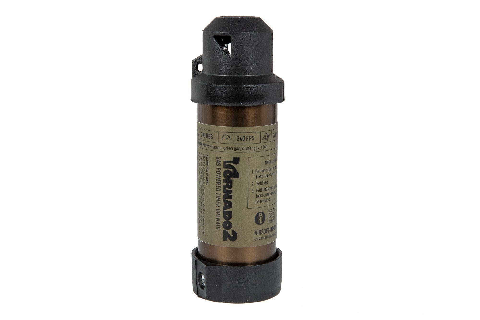 Tornado 2 Timer Gas Grenade - Launch Edition FDE by Airsoft Innovations on Airsoft Mania Europe