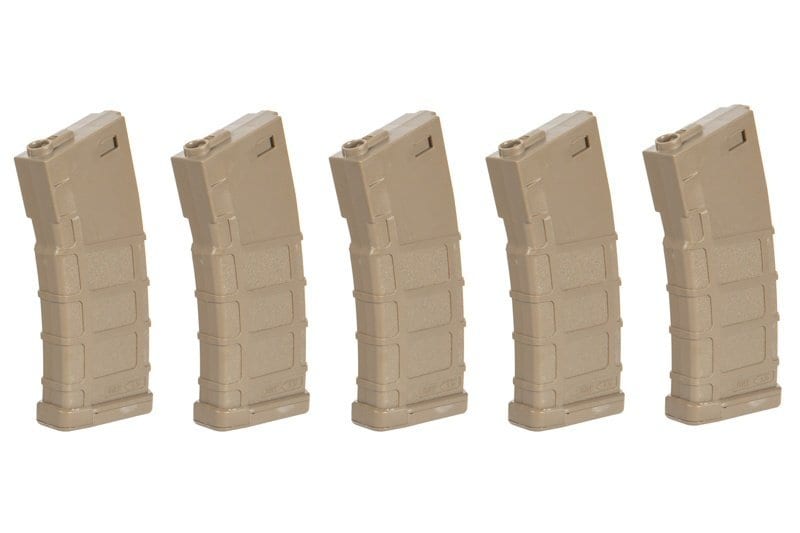 Set of 5 BMAG 140 BB Magazines for M4/M16 Replicas - Tan