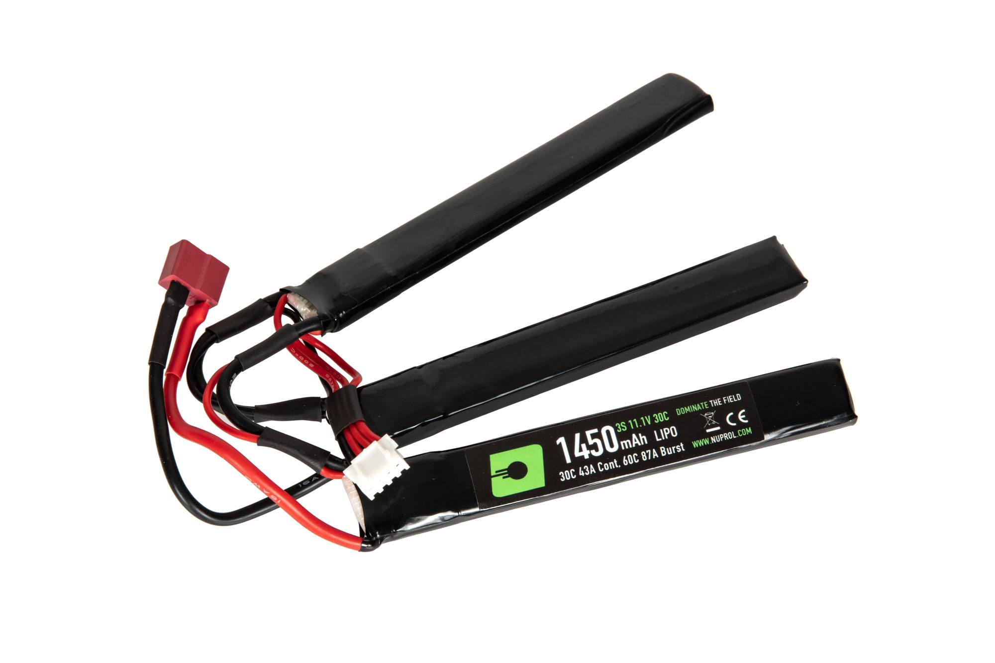 LiPo 11.1V 1450mah 30C Battery - Nunchuck Type - T-Connect (Deans)