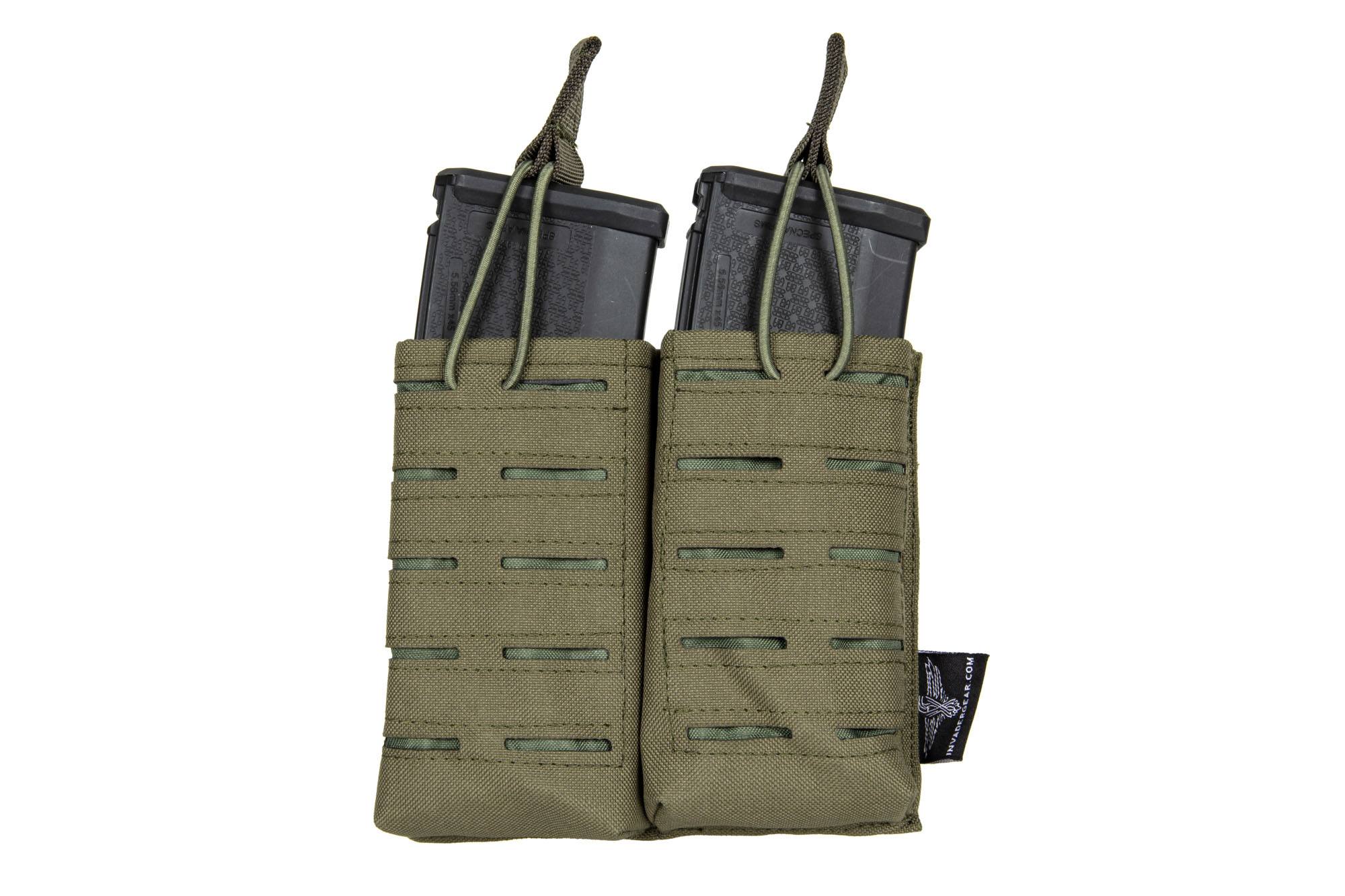 Double Laser-Cut MOLLE M4 Mag Pouch - Ranger Green