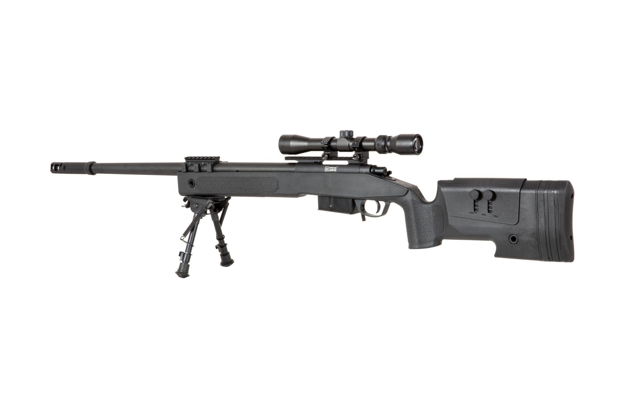 SA-CORE ™ S03 High Velocity Replica Sniper Rifle with Scope and Bipod - Black by Specna Arms on Airsoft Mania Europe