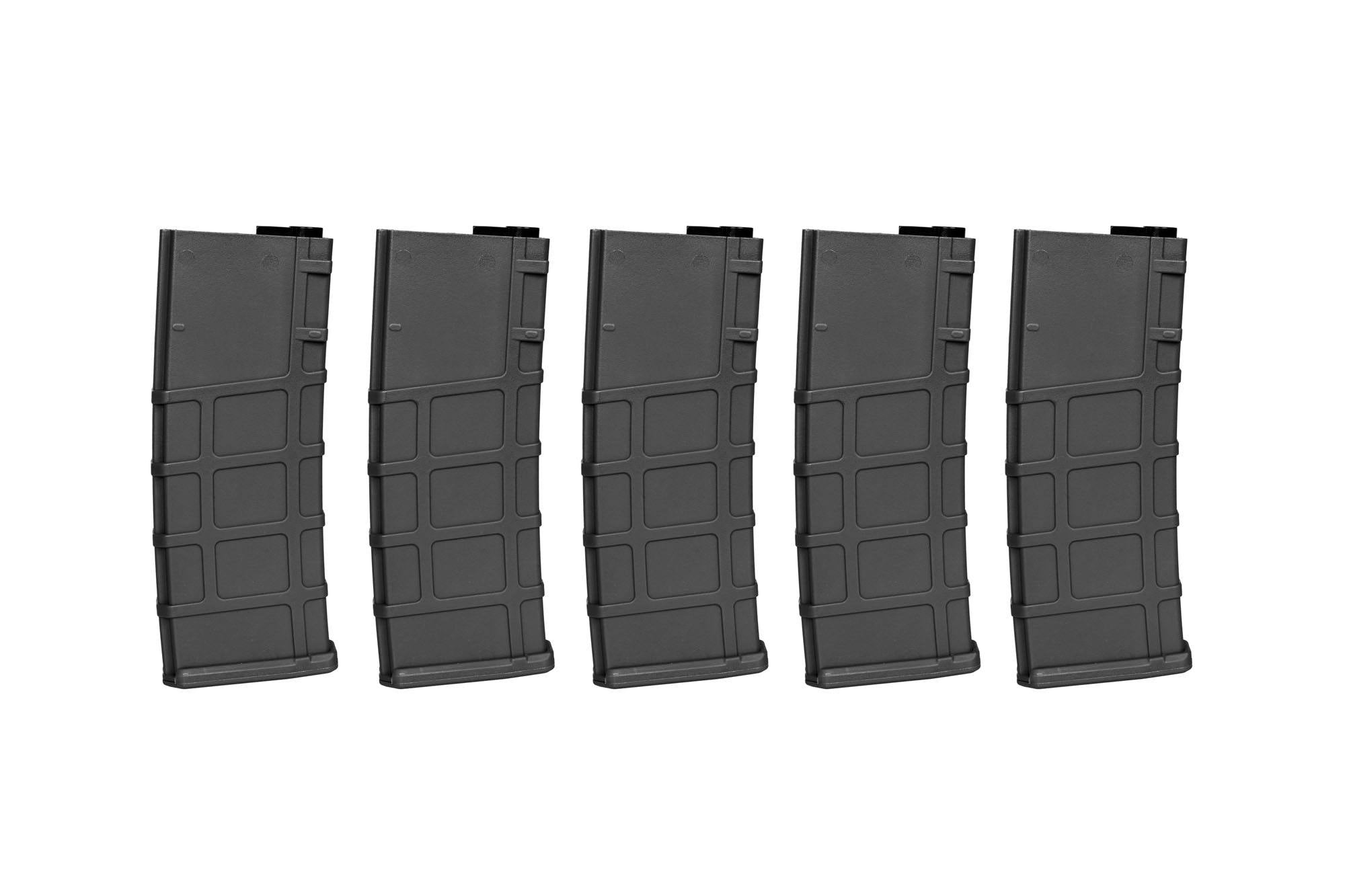 Set of 5 Polymer 200 BB's Mid-Cap magazines for M4/M16 replicas - Black