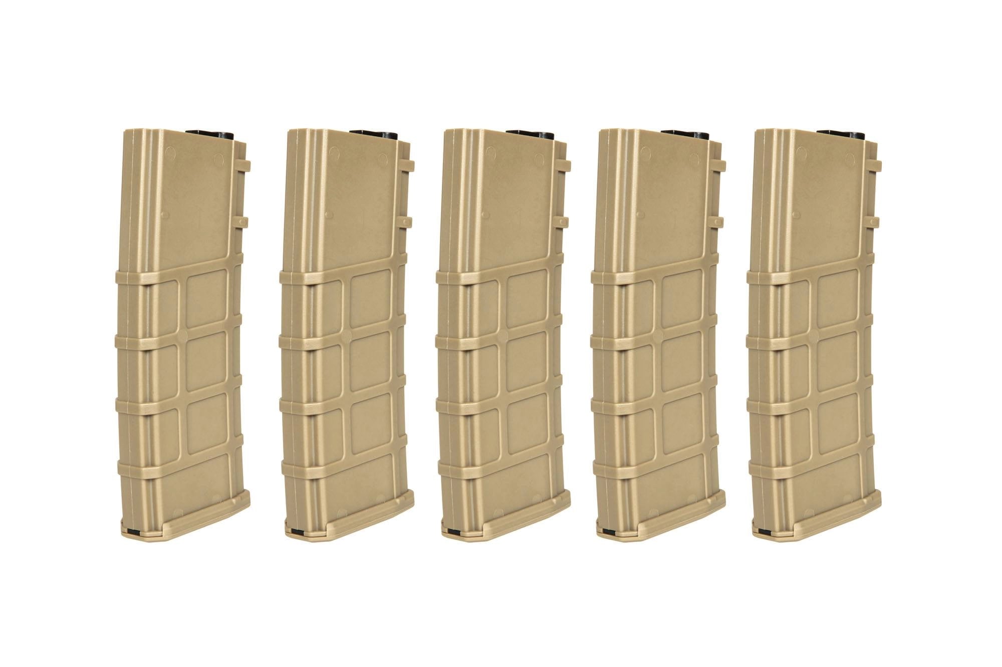 Set of 5 Polymer 200 BB's Mid-Cap magazines for M4/M16 replicas - Tan-1