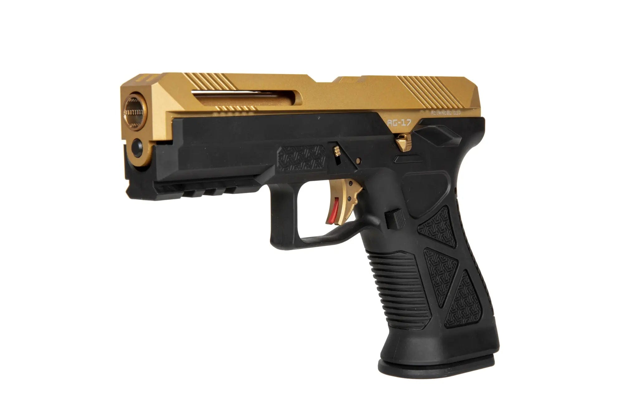 AG17 airsoft blowback pistol - gold and black