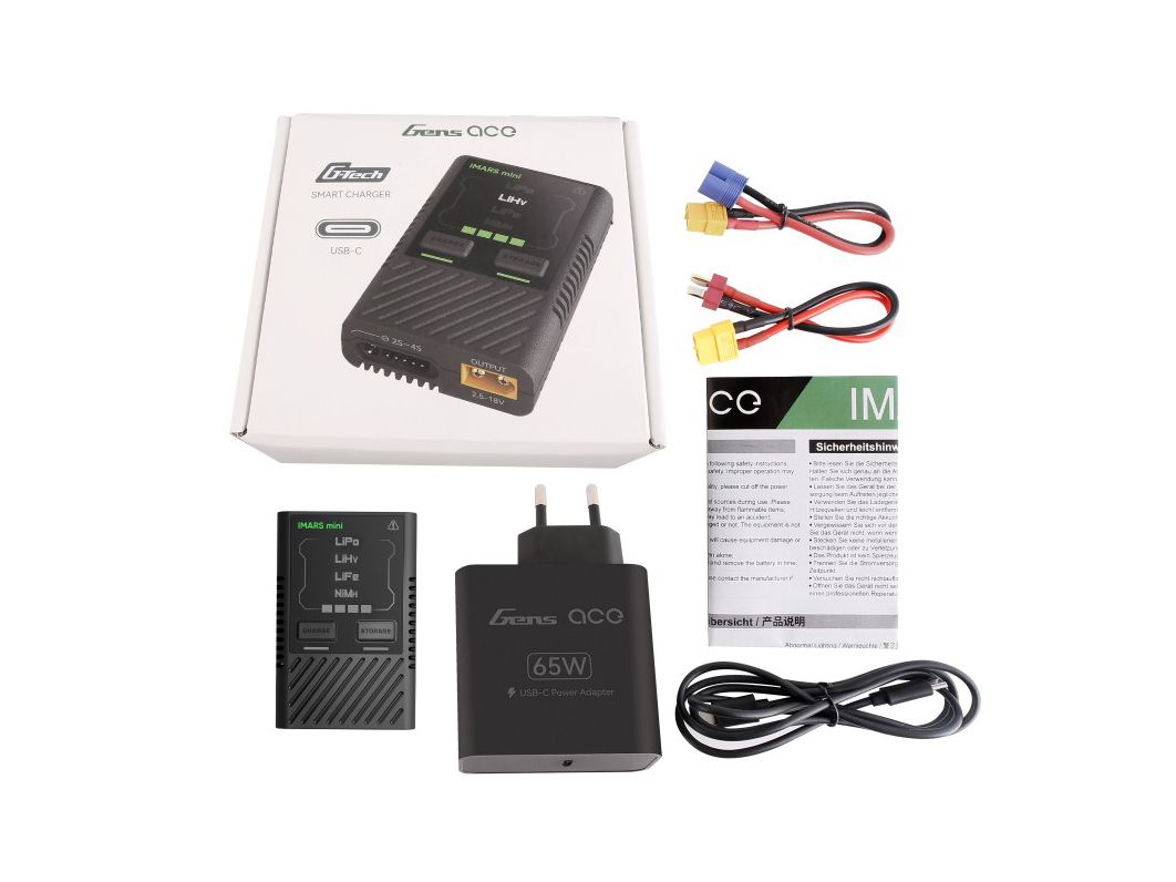 Battery Charger IMARS mini G-Tech USB-C 2-4S 60W with Power Supply Adapter